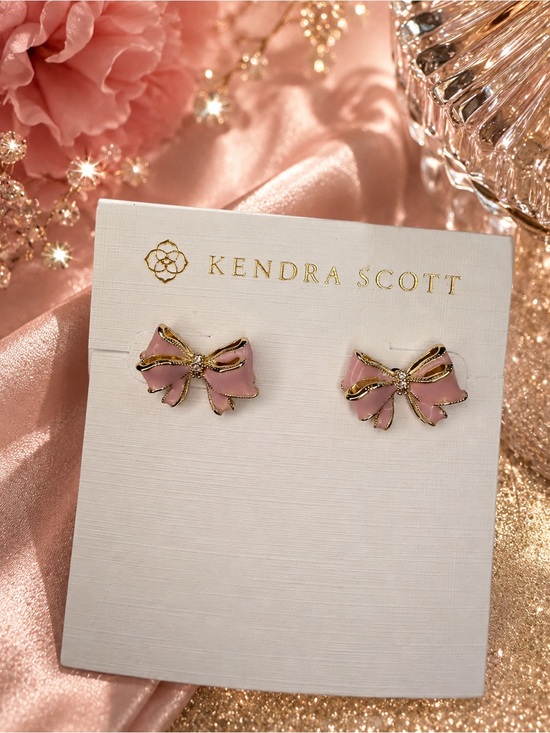 Kendra Scott Jewelry - Kendra Scott LoveShackFancy Pink Bow Stud Earrings | Gold Tone